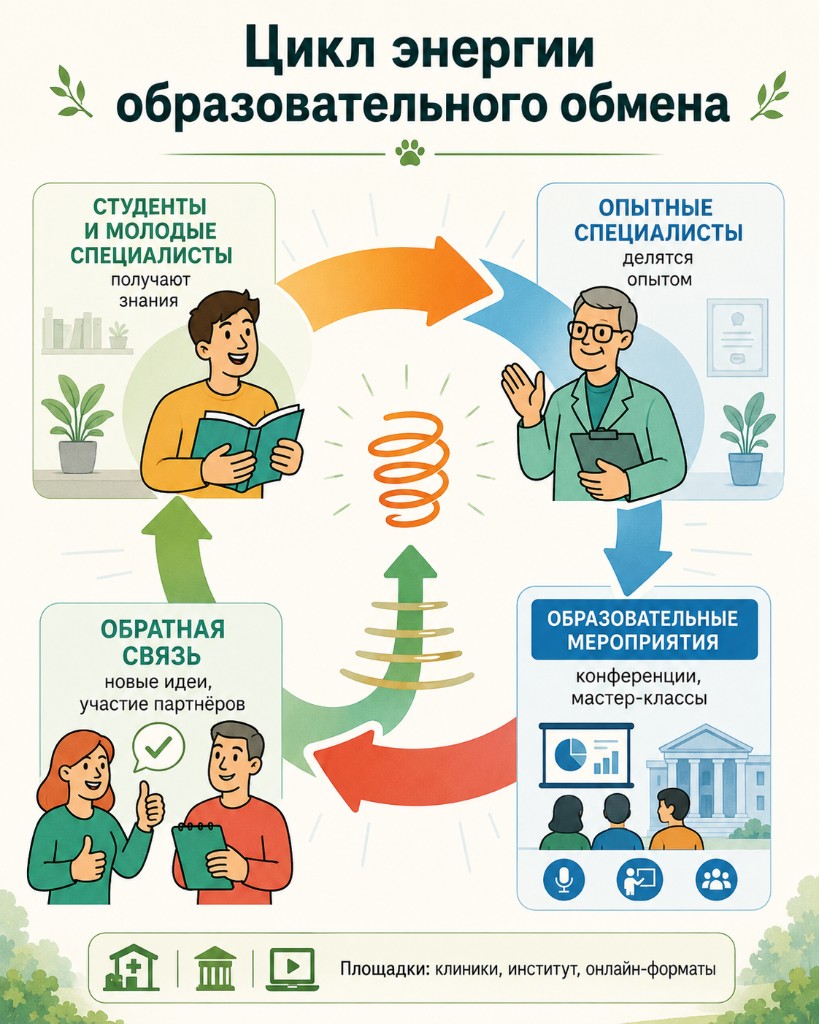 Цикл образовательного обмена — студенты, опытные специалисты, мероприятия, обратная связь