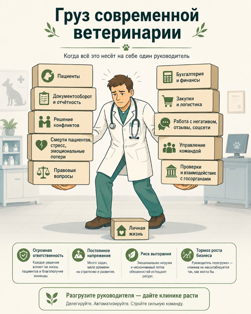 Груз современной ветеринарии — весь груз на одном руководителе