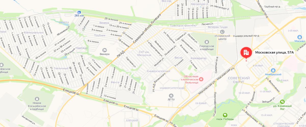 Клиника на карте: Липецк, Московская улица, 57А